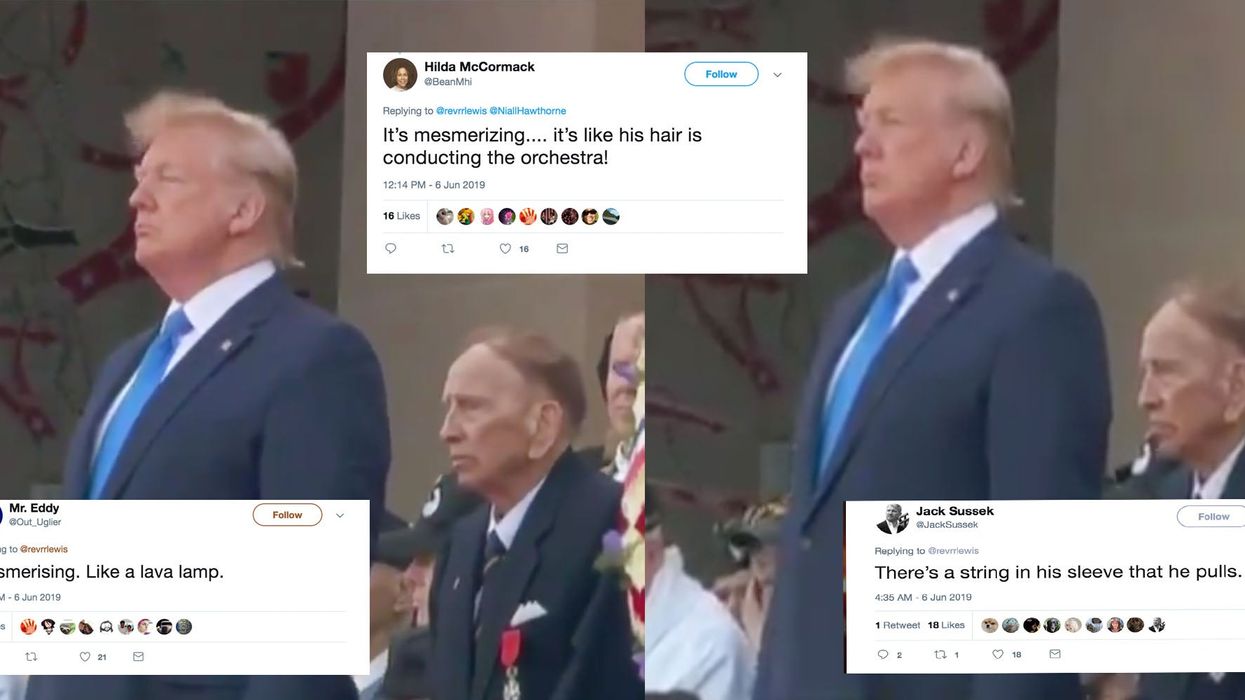 Trump's hair appears to dance to orchestra music in bizarre clip