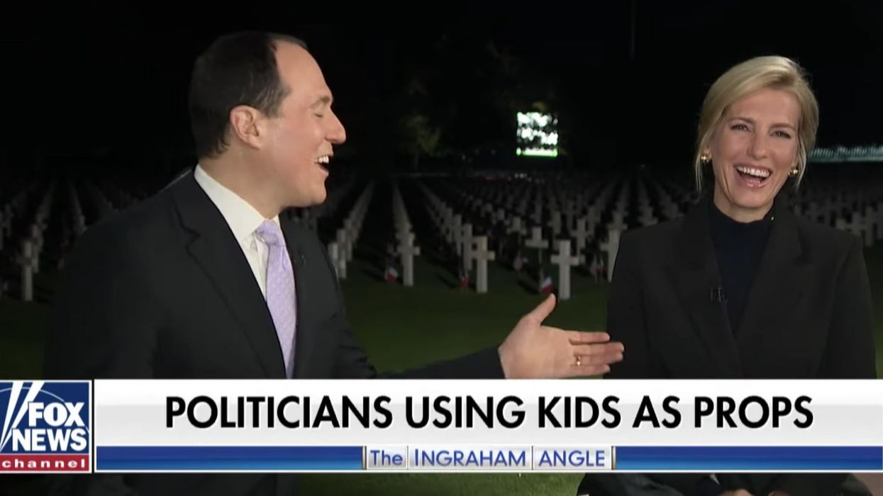 Fox News hosts joke around while filming in front of Normandy cemetery