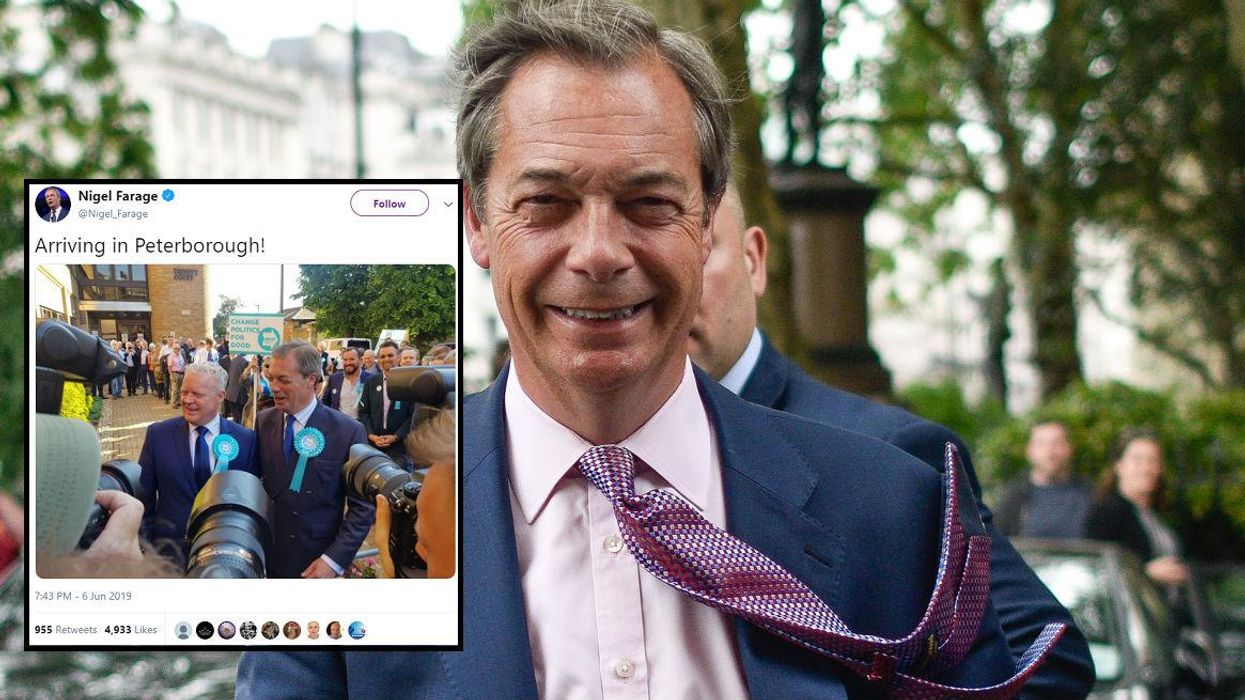 Nigel Farage roasted over 'arriving in Peterborough' tweet after Brexit party loses by-election