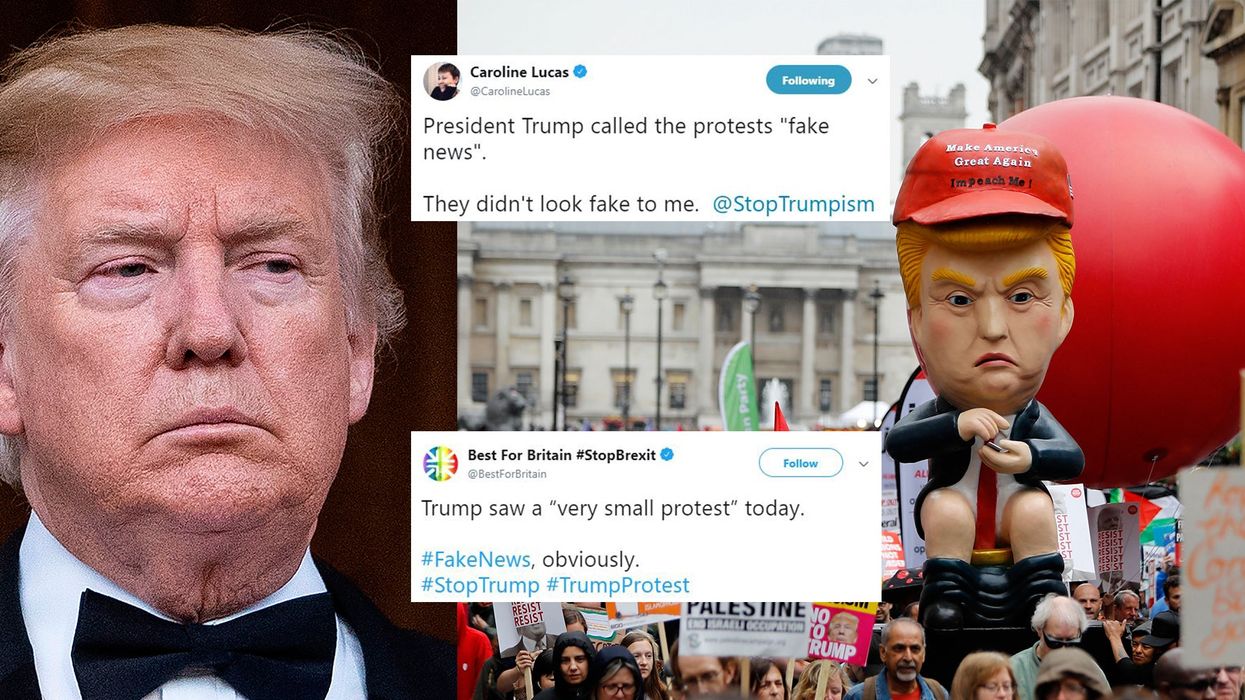 Trump claims protests against him in London were 'fake news' so everyone showed him that they weren't