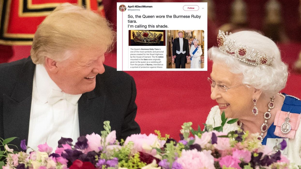 There is a theory that the Queen was trying to mock Donald Trump with her tiara