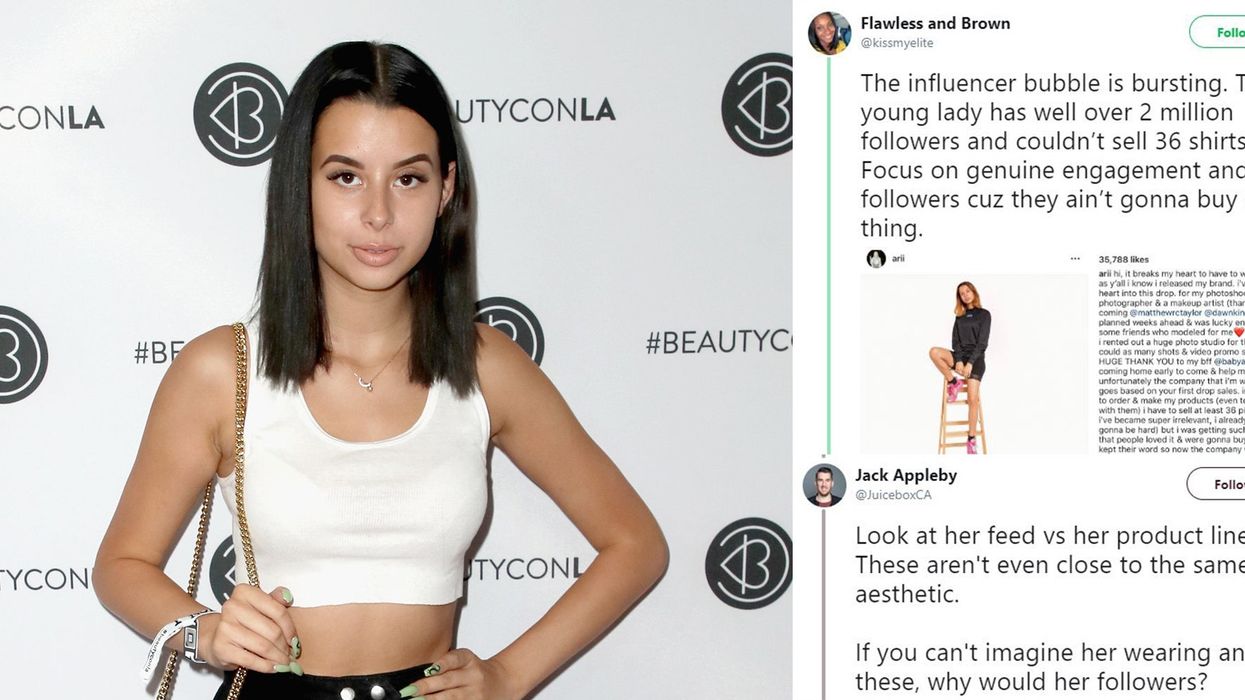 An Instagram influencer failed to sell 36 t-shirts to her 2 million followers and the internet has thoughts