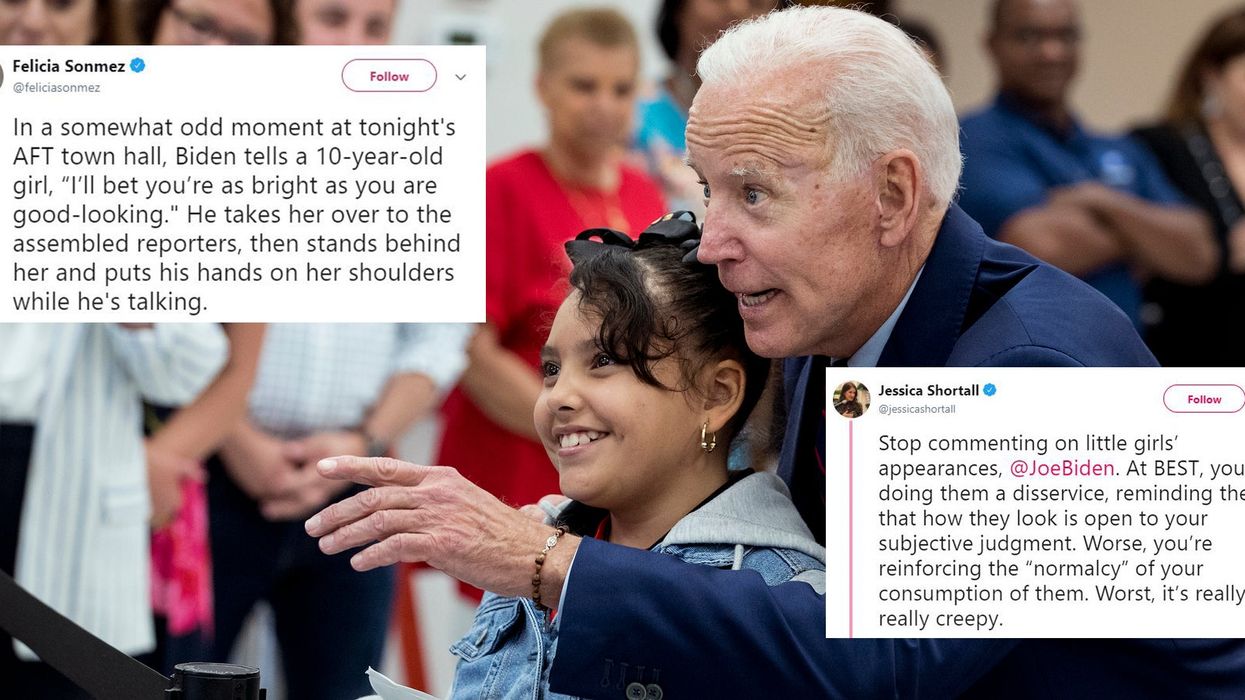 Joe Biden criticised after putting his hands on a 10-year-old-girl's shoulders and telling her she is 'good-looking'