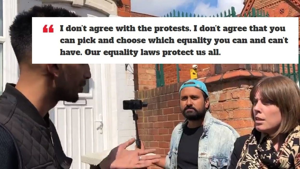 'Our equality laws protect us all' - Labour MP Jess Phillips confronts anti-LGBT+ school protester