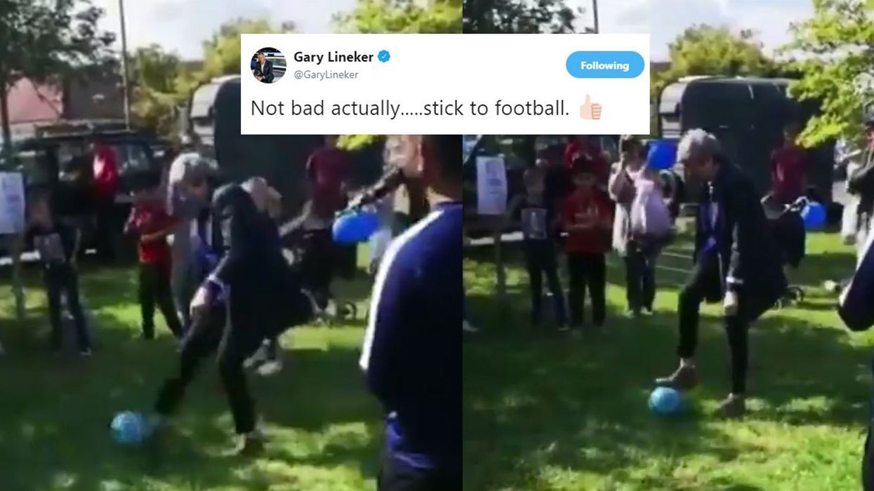 Theresa May is being mocked for this video of her playing football