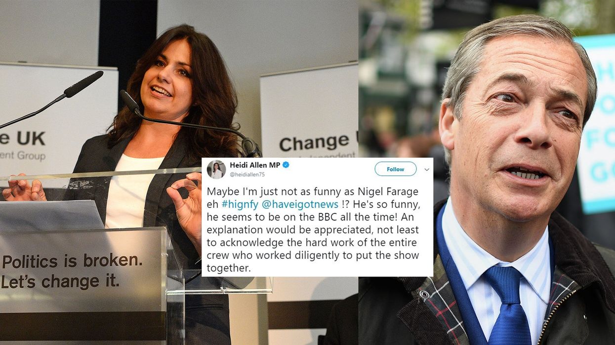 BBC cancels HIGNFY episode because it featured Heidi Allen, despite having Nigel Farage on ‘Question Time’ the night before