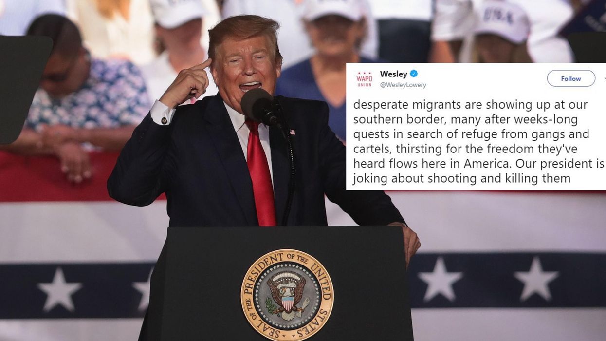 Trump laughs after supporter suggests migrants crossing Mexico border should be ‘shot’