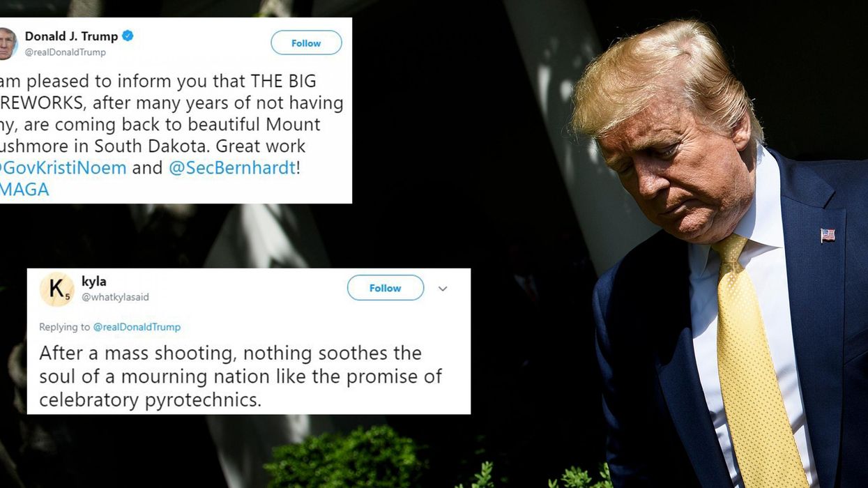 Trump criticised after tweeting about 'big fireworks' on the day of another school shooting