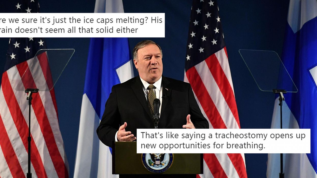 Mike Pompeo praised climate change for opening up Arctic trade routes and people were quick to point out the obvious