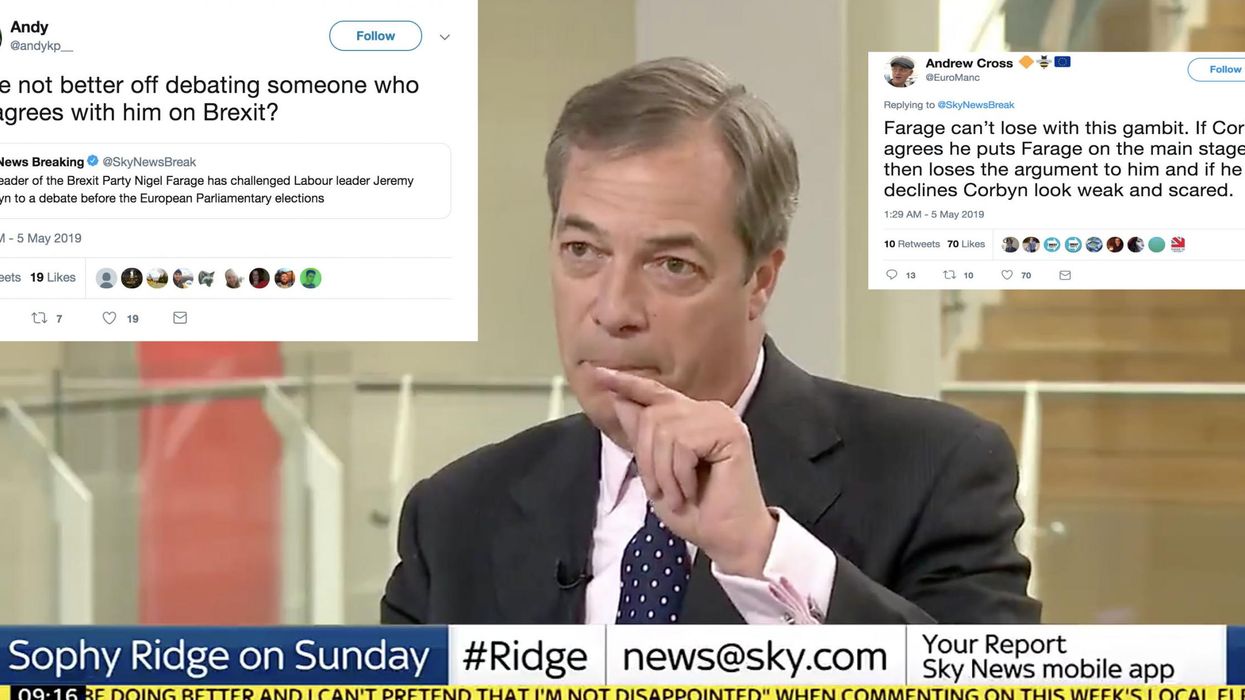 Nigel Farage challenged Jeremy Corbyn to a debate before the EU elections and everyone made the same point