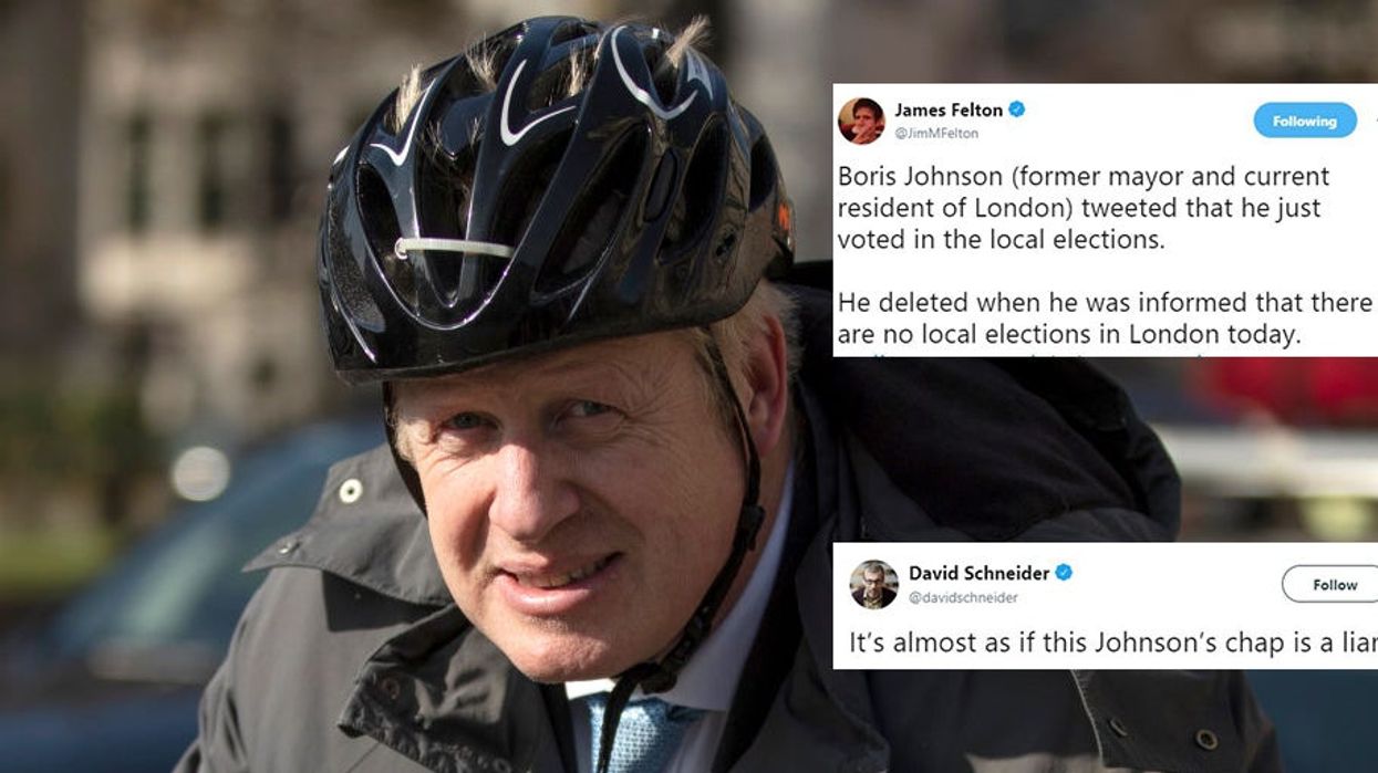 Boris Johnson deletes tweet suggesting that he voted in a local election in London which didn't happen