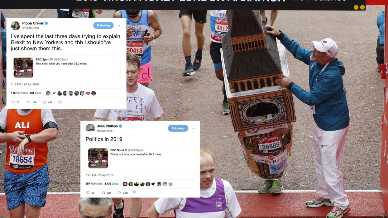 This man dressed as Big Ben at London Marathon is the only Brexit metaphor you need
