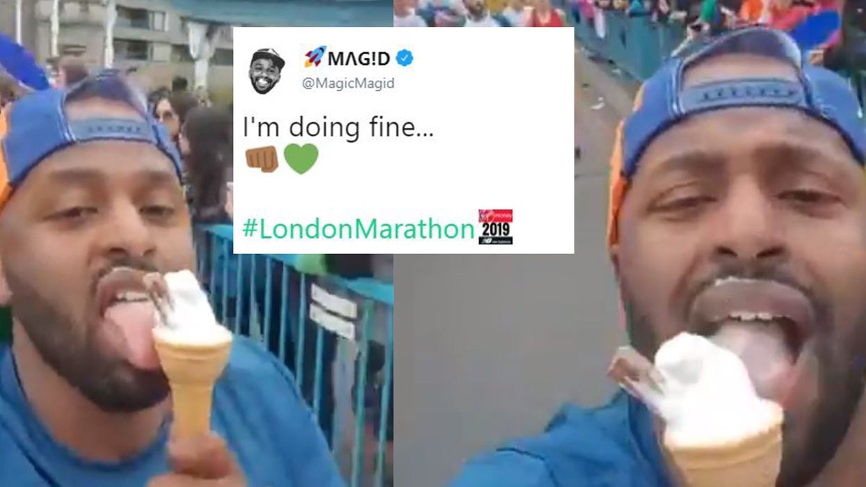 London Marathon: Lord mayor of Sheffield hilariously eats ice whilst running across Tower Bridge
