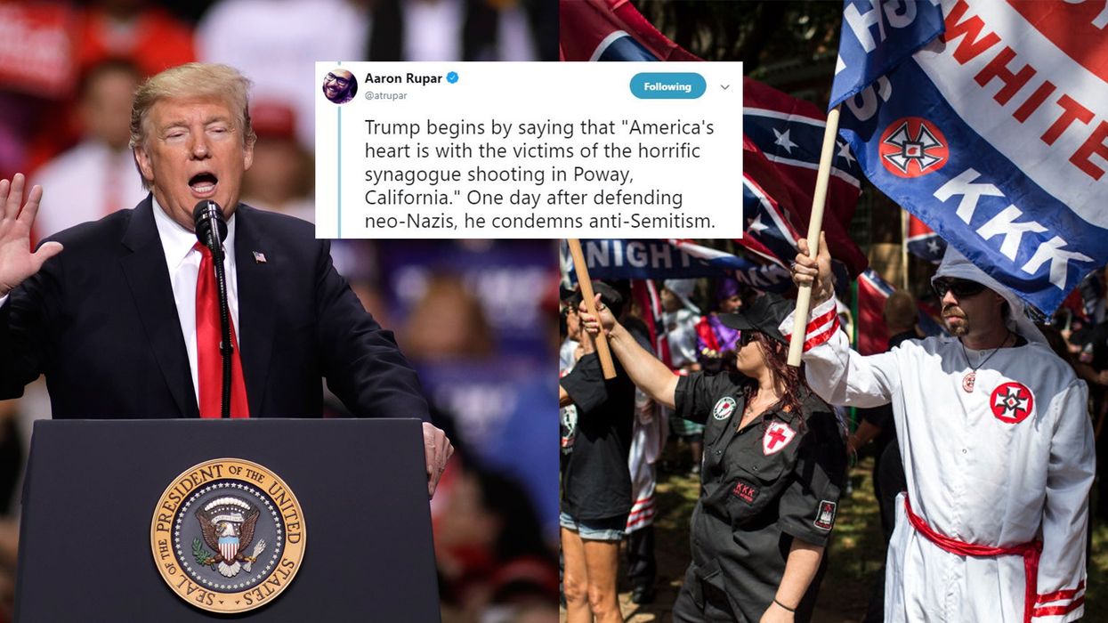 Trump defends Charlottesville marchers a day before denouncing anti-Semitism