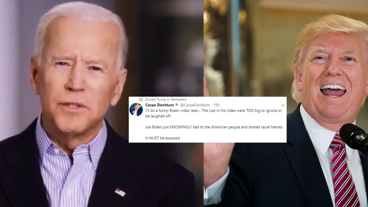 Trump Jr retweets video accusing Joe Biden of lying about the president's 'very fine people' comments