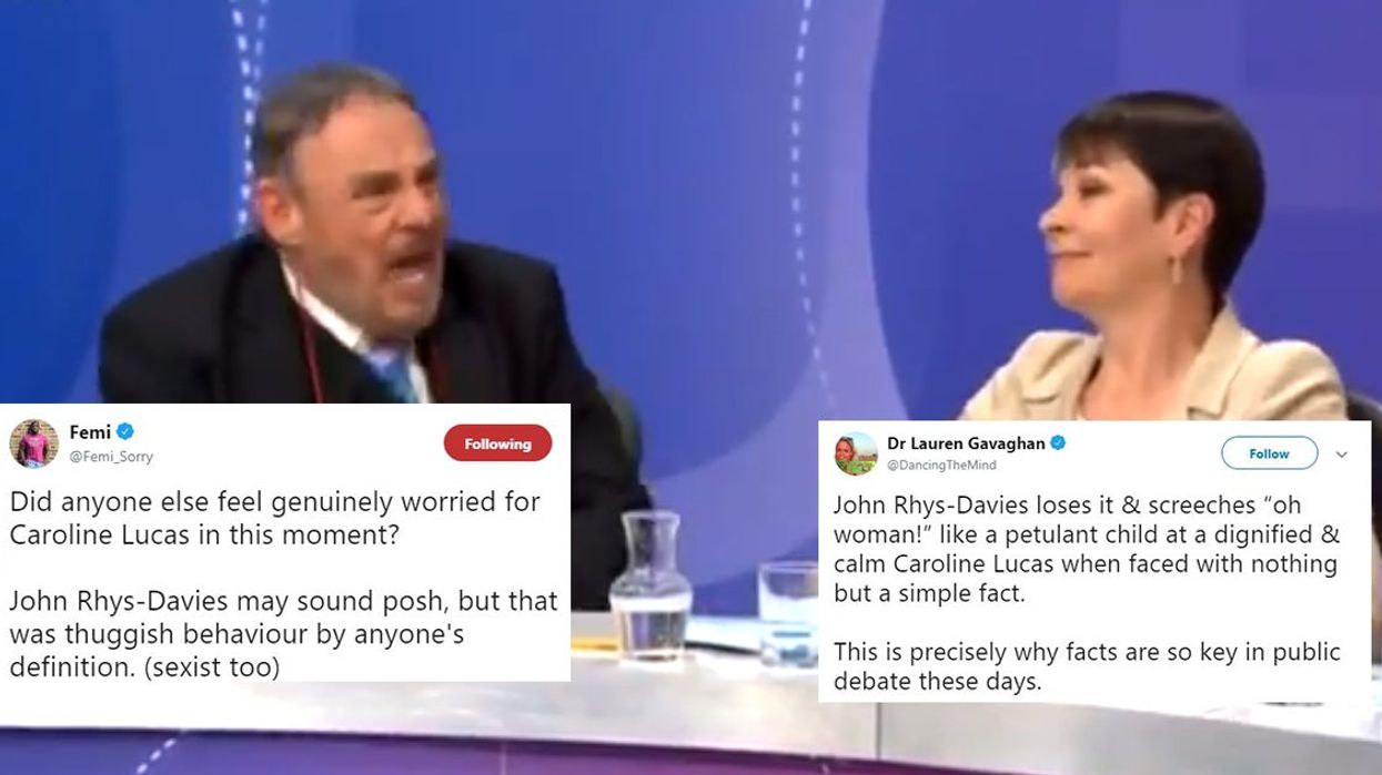 Actor John Rhys-Davies criticised for shouting 'oh, woman' at Caroline Lucas during Question Time debate