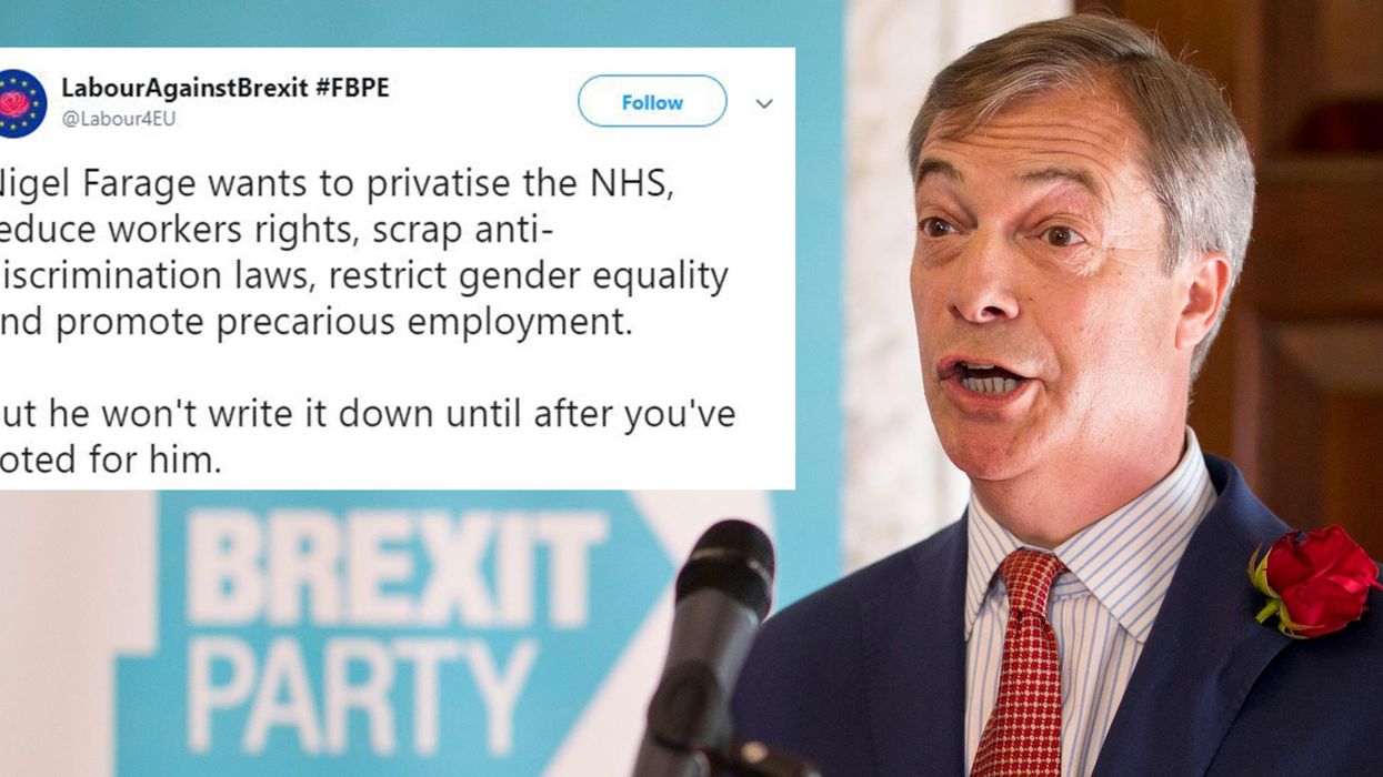 Nigel Farage says 'we will talk about The Brexit Party's manifesto after EU elections' and people are making the same point