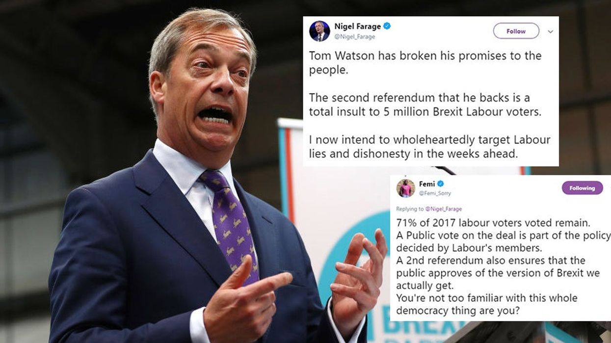 Nigel Farage owns himself after lashing out Labour's Tom Watson's calls for a second Brexit referendum