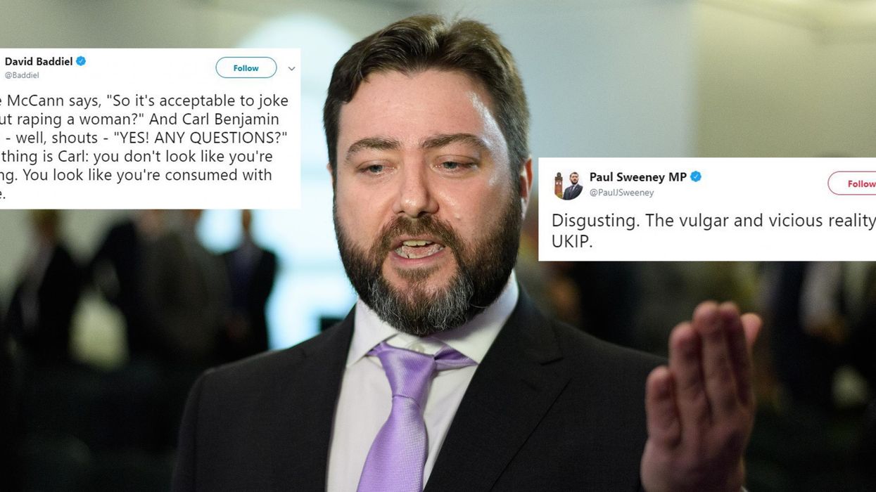 Ukip MEP candidate says that it is ok to joke about 'raping a woman' during press conference