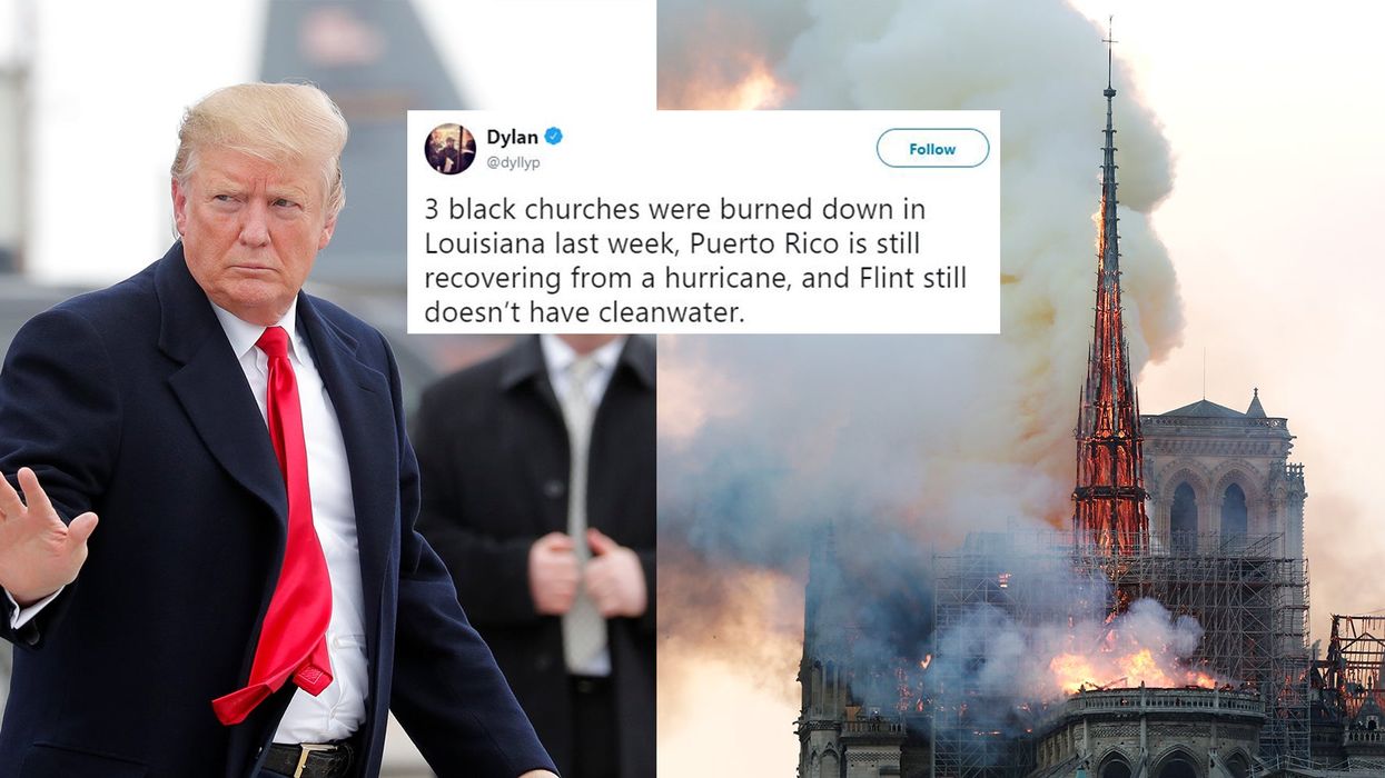 The Trump administration offered to help rebuild Notre Dame cathedral and people are making the same point