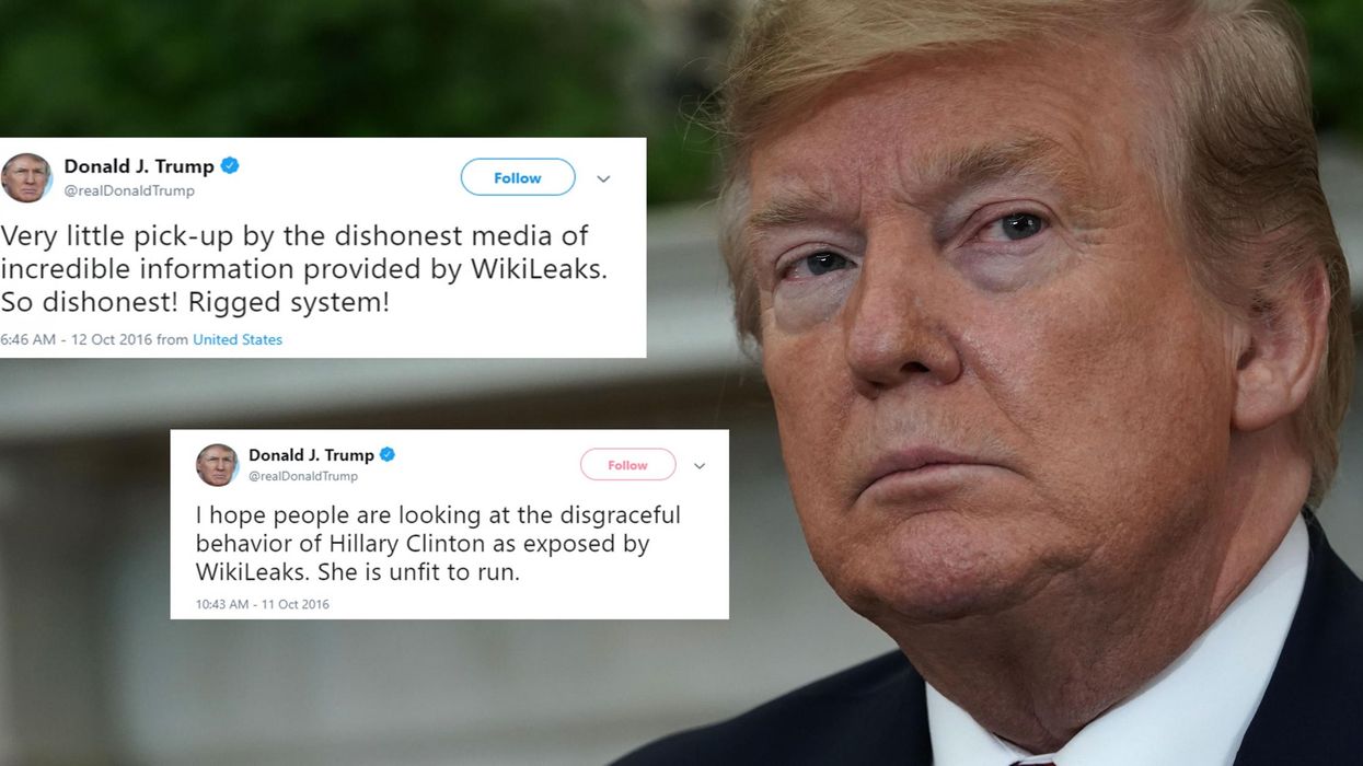 Trump claims he knows ‘nothing about WikiLeaks’ after he mentioned them more than 100 times during 2016 election