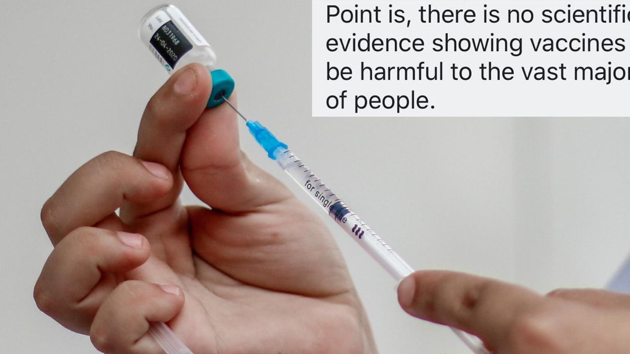 This person claimed vaccinating kids is child abuse, so they got hit by cold, hard facts