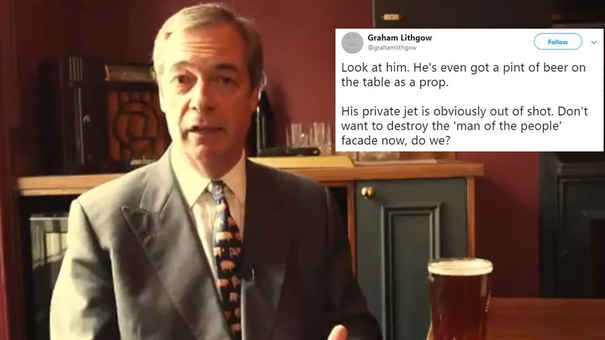 Nigel Farage filmed a Theresa May-style Brexit video in a pub and everyone made the same joke