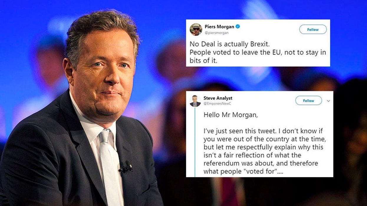 Piers Morgan owned in epic Twitter threat after claiming people voted for a no-deal Brexit