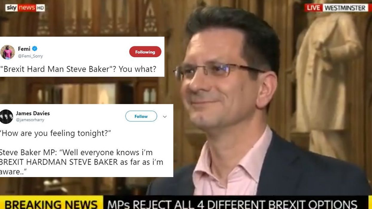 Tory MP Steve Baker roasted after referring to himself as 'Brexit hard man' on live TV