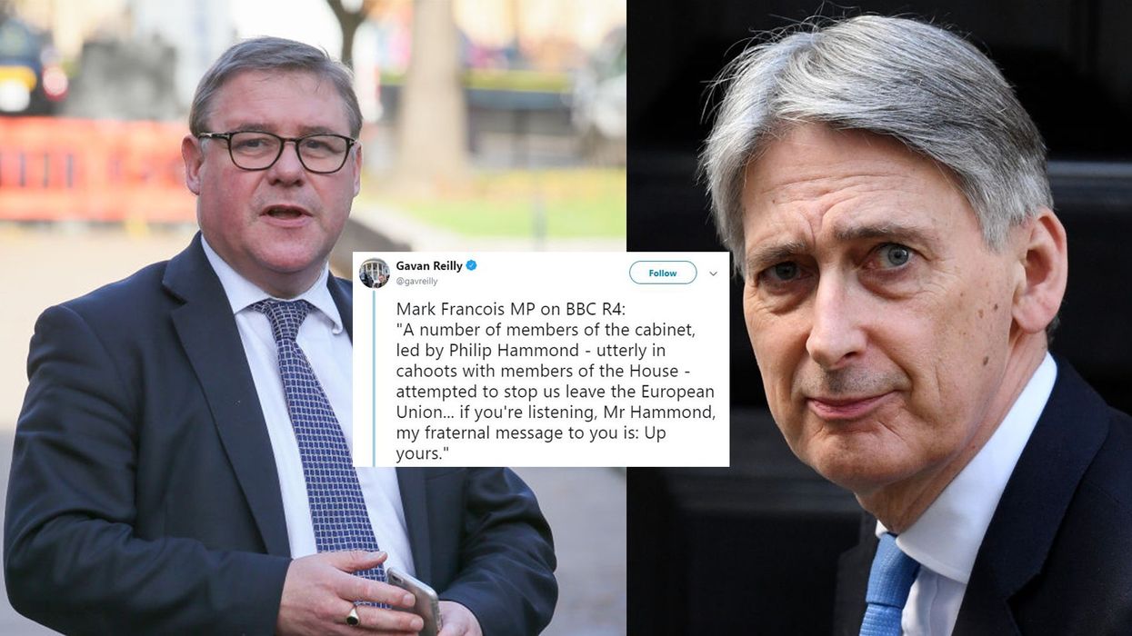 Brexiteer Tory MP Mark Francois says 'up yours' to Philip Hammond on live radio for trying to 'stop UK leaving the EU'