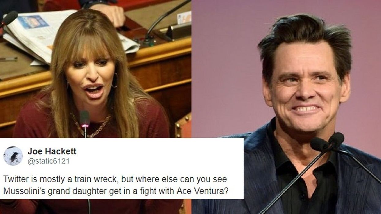 Mussolini’s granddaughter has got into a Twitter war with Jim Carrey because it's 2019 and everything is ridiculous