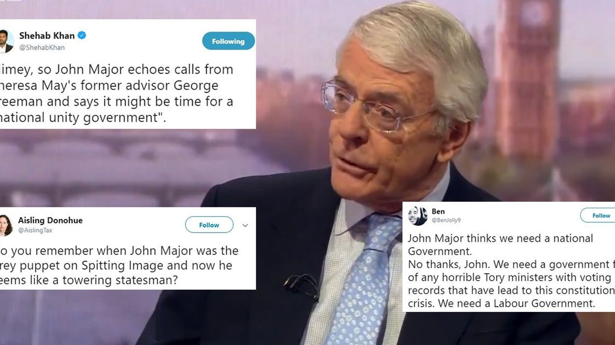 John Major calls for national unity government to solve Brexit and people have thoughts