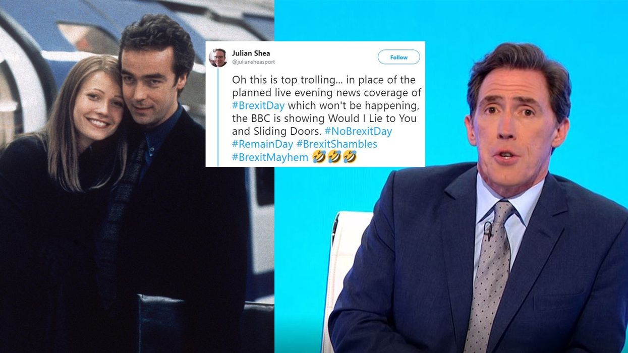People think that the BBC was trolling Brexiteers by showing 'Sliding Doors' and 'Would I Lie to You?' when we should have been leaving the EU
