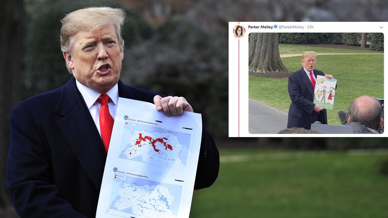 Trump held up map showing how ISIS had depleted since 2016 and it became an instant meme