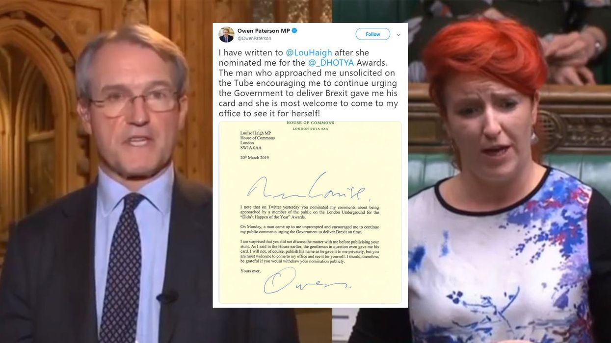 Brexiteer Tory MP writes formal complaint after Labour MP nominates him for comedy Twitter award