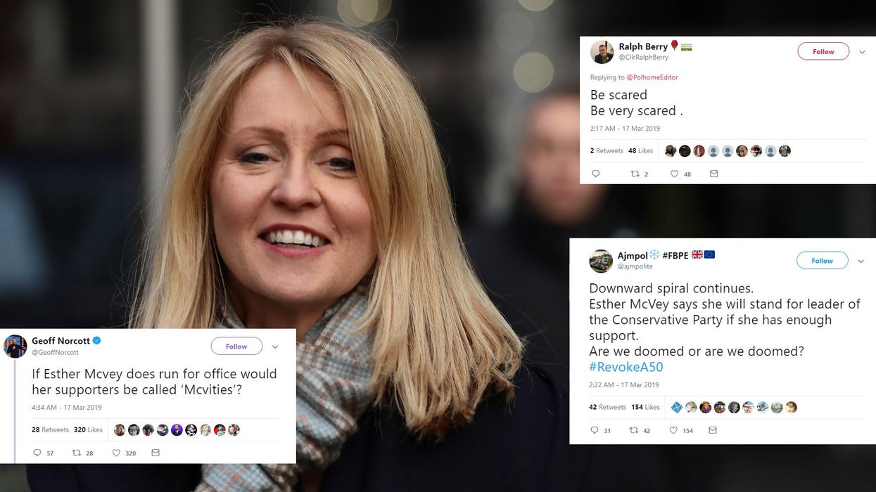 Esther McVay suggested she will run for Tory Leader and people have a lot to say