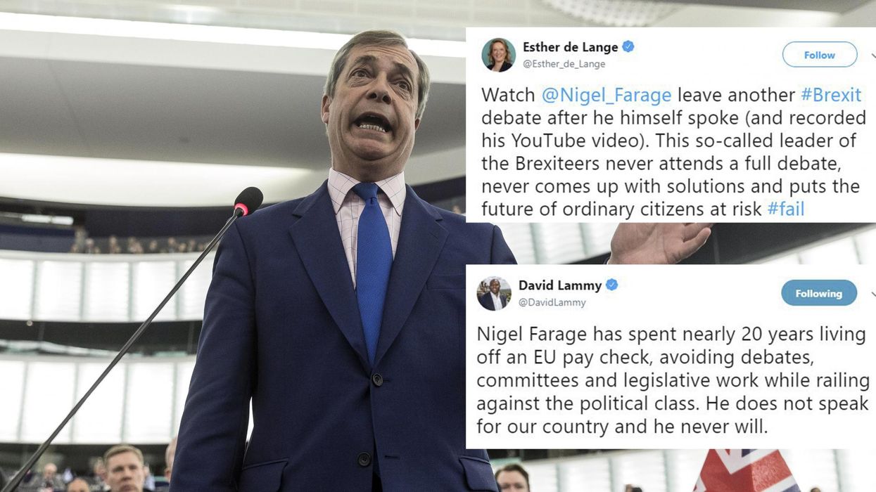 MEP savagely roasts Nigel Farage for storming out of Brexit debate in European parliament