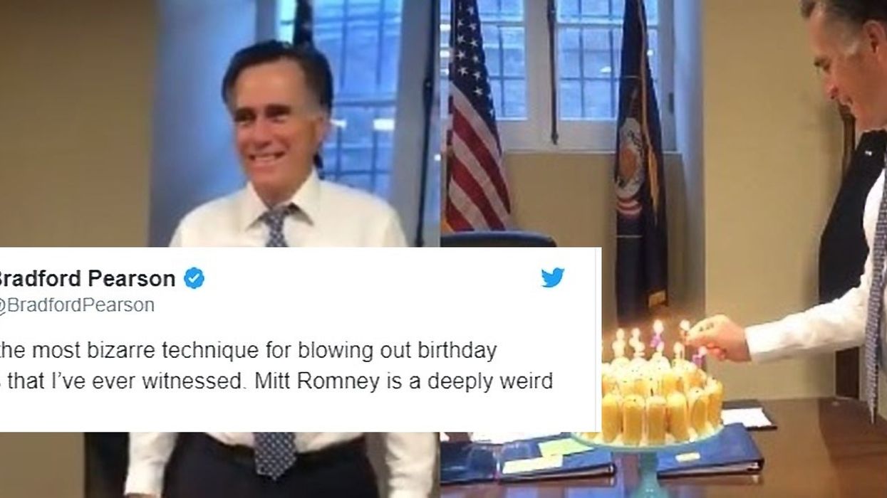 No one can believe how Mitt Romney blows out candles