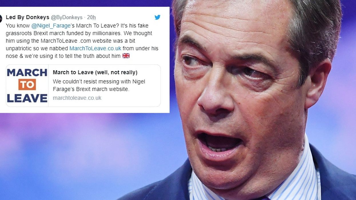 Pro-EU activists hijack 'March To Leave' website so Nigel Farage can't use it