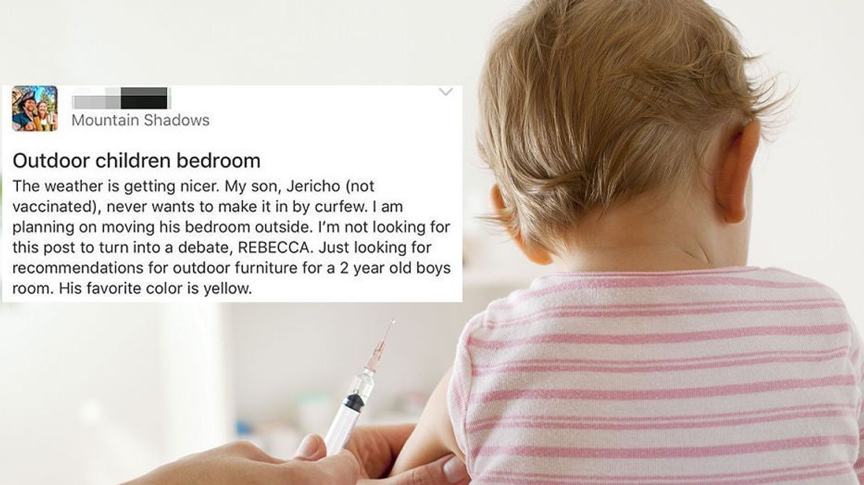 Anti-vaxxer parent suggests moving son's bedroom outside and people are baffled
