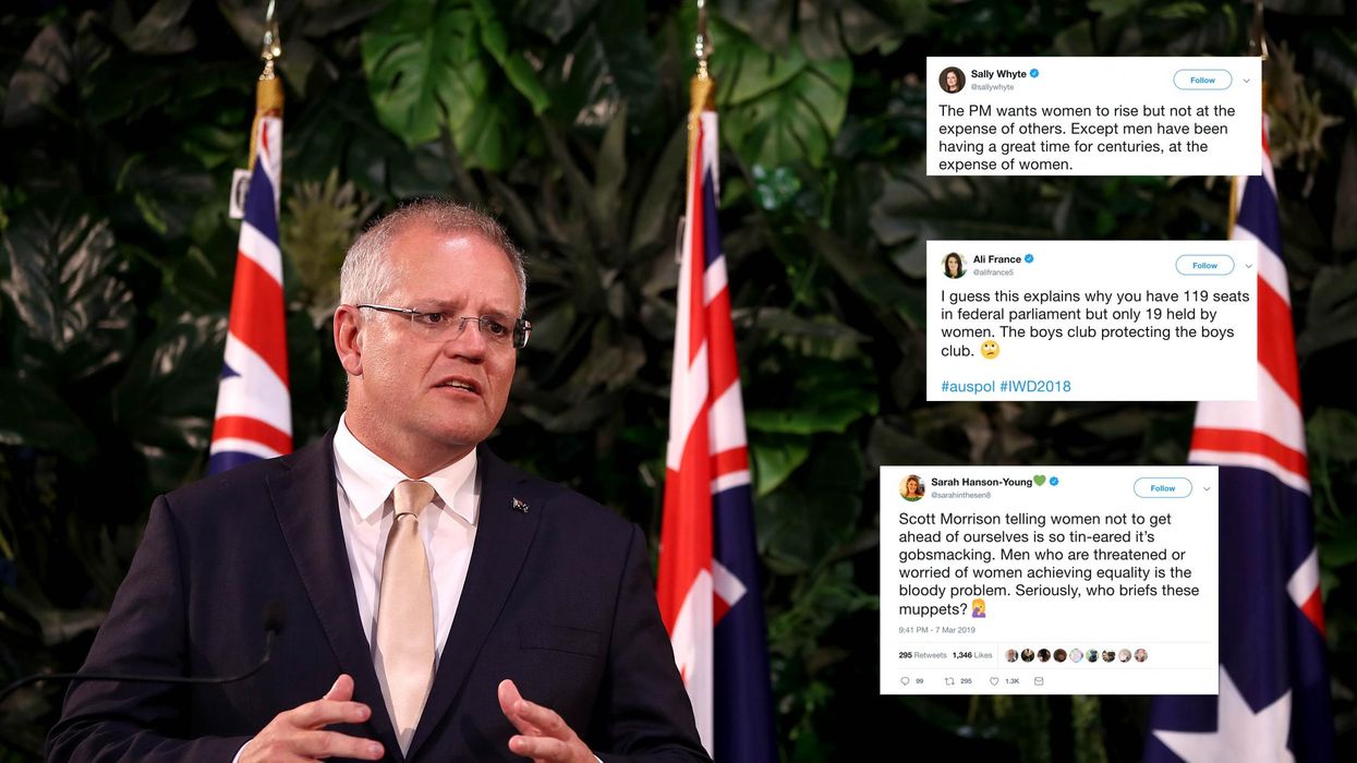 The Australian prime minister used his International Women's Day speech to defend men. Yes, really
