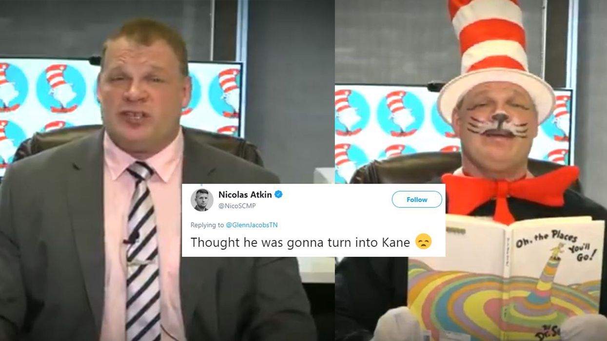 Former WWE wrestler Kane dressed up as The Cat in the Hat and the internet is lost for words