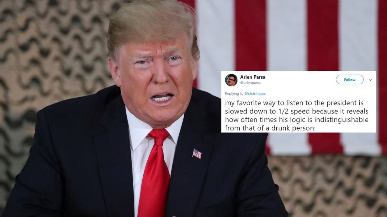 Trump slowed down to half speed sounds like someone rambling incoherently