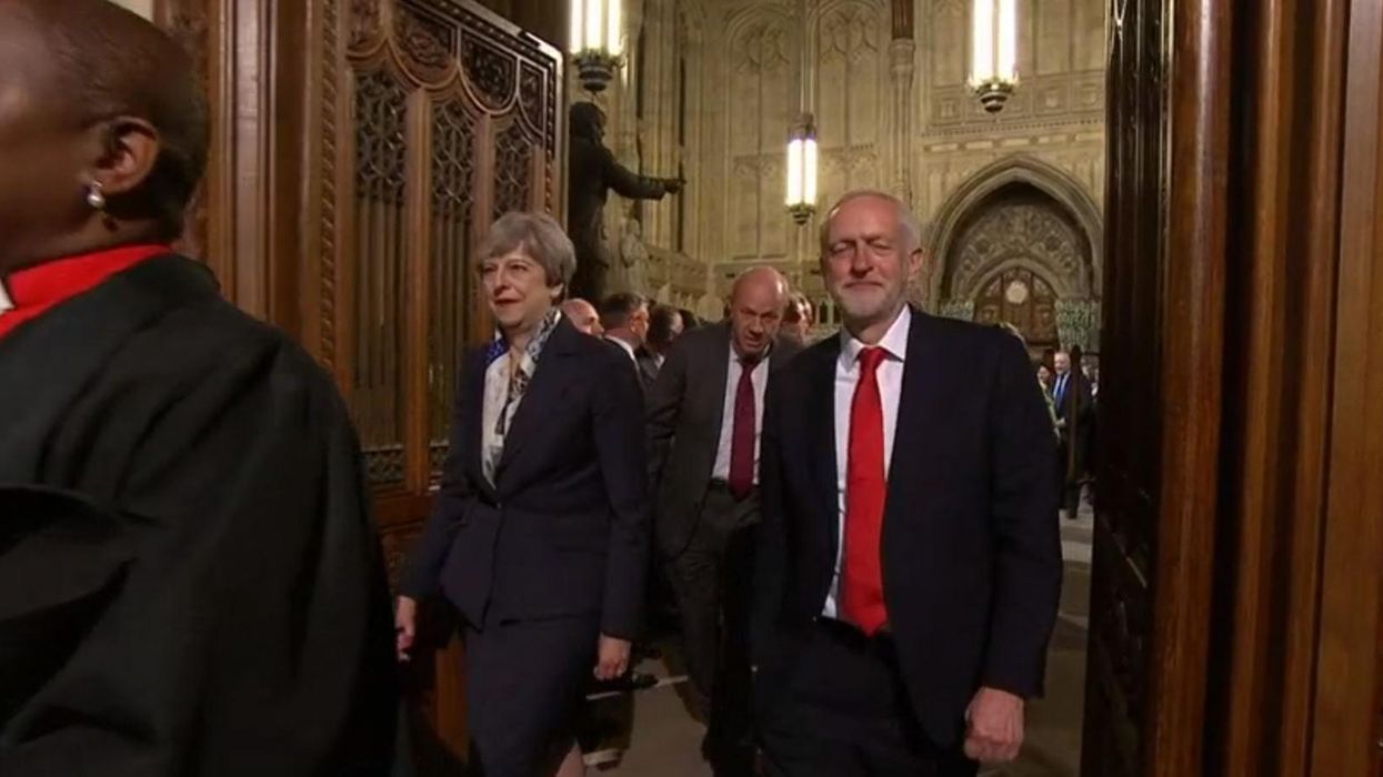 Theresa May and Jeremy Corbyn just had a very long, awkward walk together