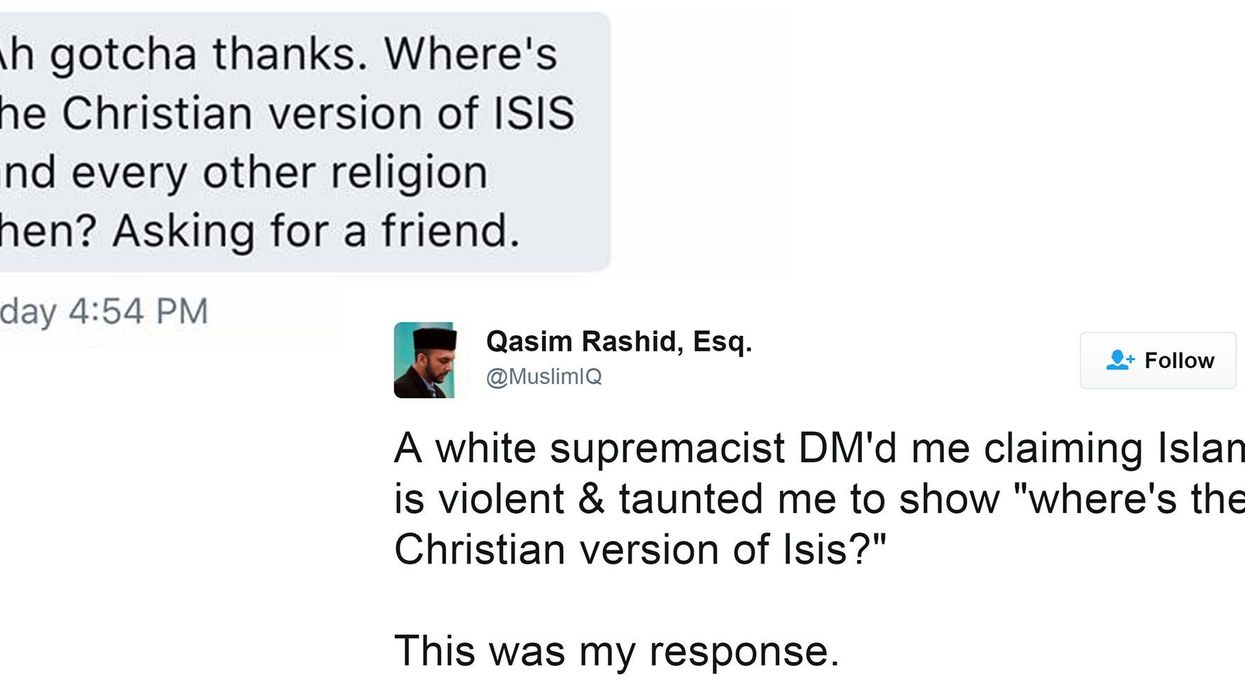 Muslim lawyer shuts down troll who says there’s no ‘Christian version’ of Isis