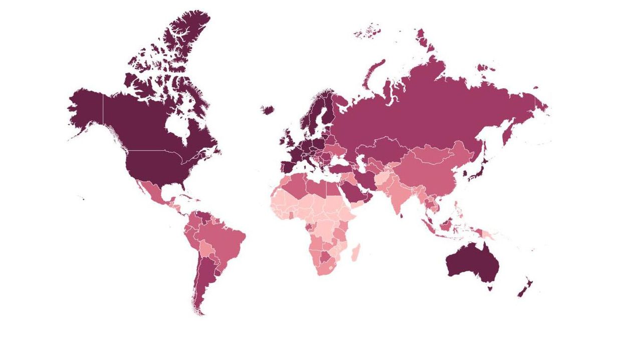 The map of the world by how developed countries are