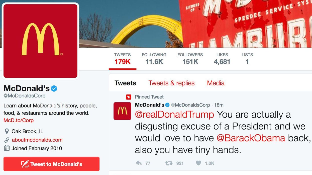 McDonalds just burned Donald Trump on Twitter, then quickly deleted it