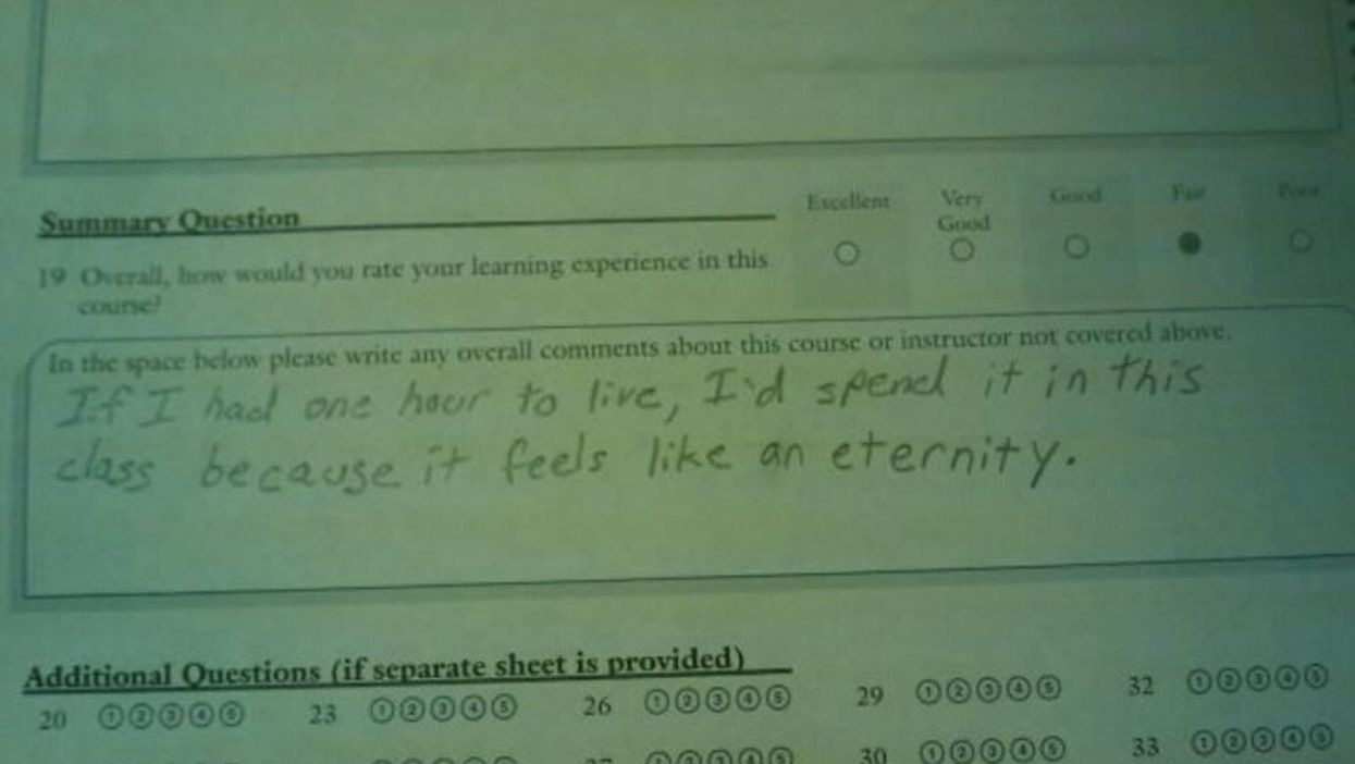 This comment on a teaching review form delivers the most savage of burns