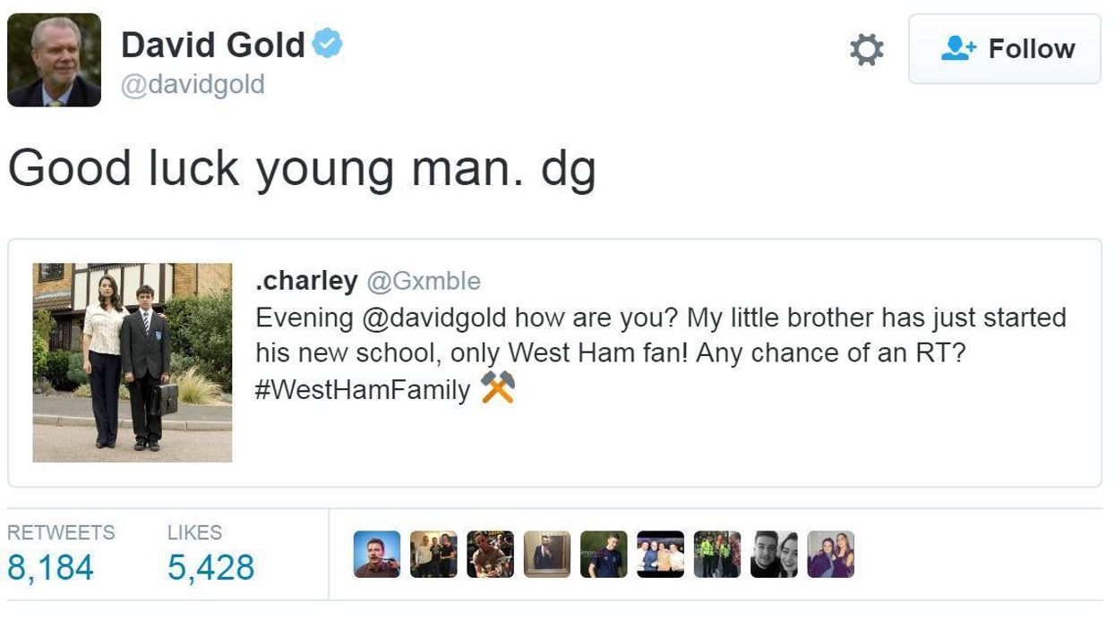 Man convinces West Ham chairman his little brother is Will from the Inbetweeners