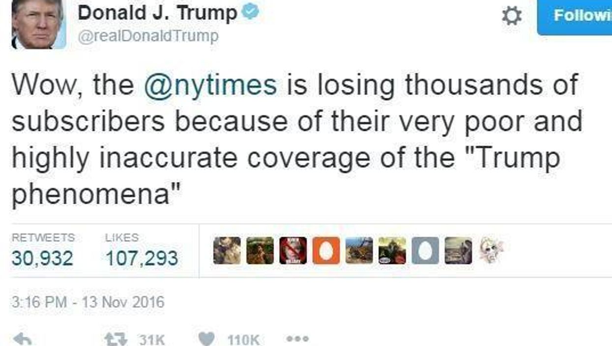 When Donald Trump tried to claim that NYT subscriptions were falling, they came back with this